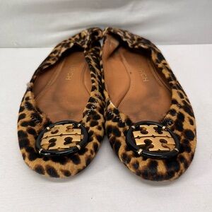 Tory Burch Women's Leopard Print Calf Hair Ballet Flat